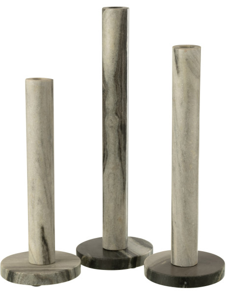 Lot de 3 bougeoirs en marbre noir et gris clair 30, 35 et...
