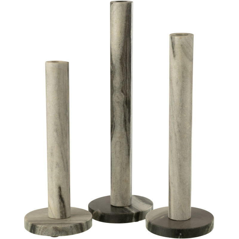 Lot de 3 bougeoirs en marbre noir et...