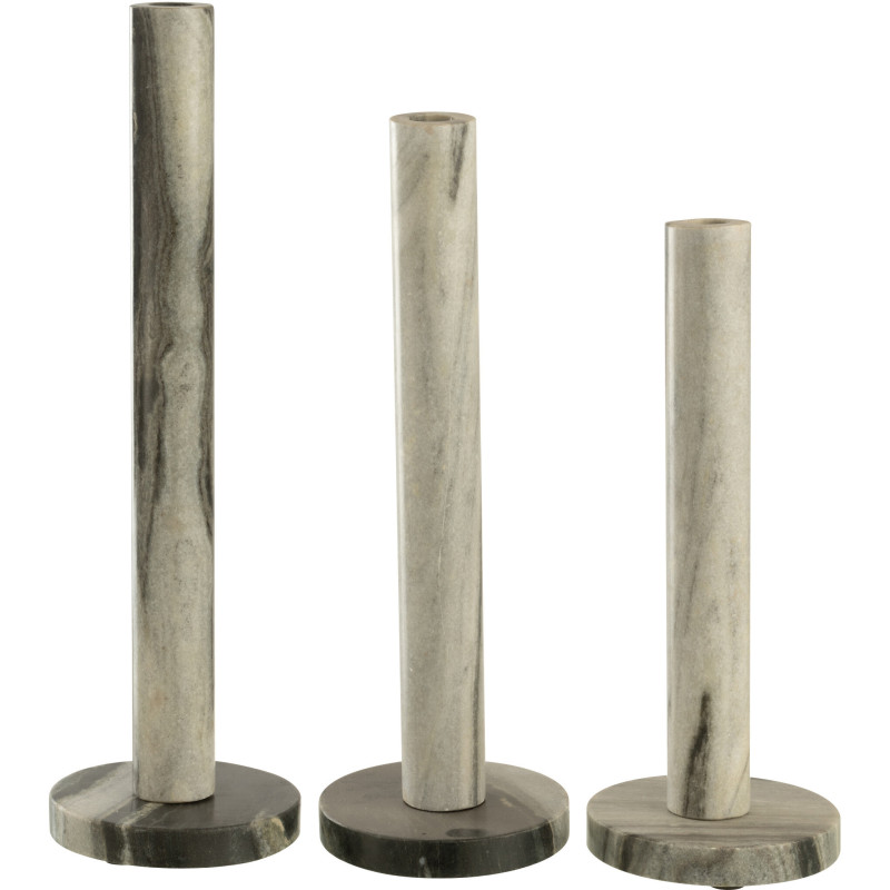 Lot de 3 bougeoirs en marbre noir et...