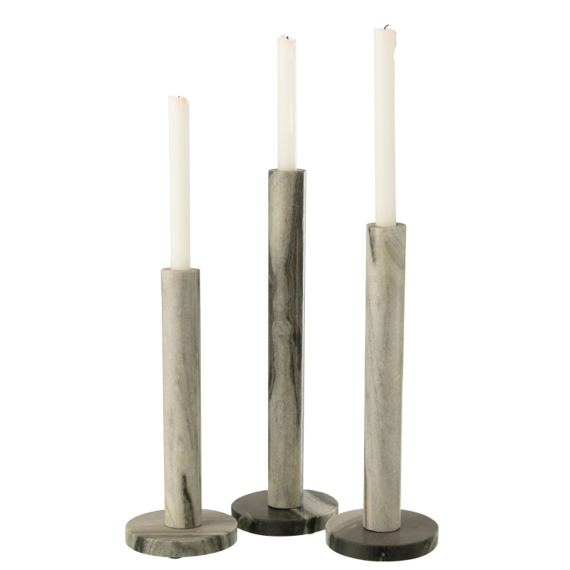 Lot de 3 bougeoirs en marbre noir et...