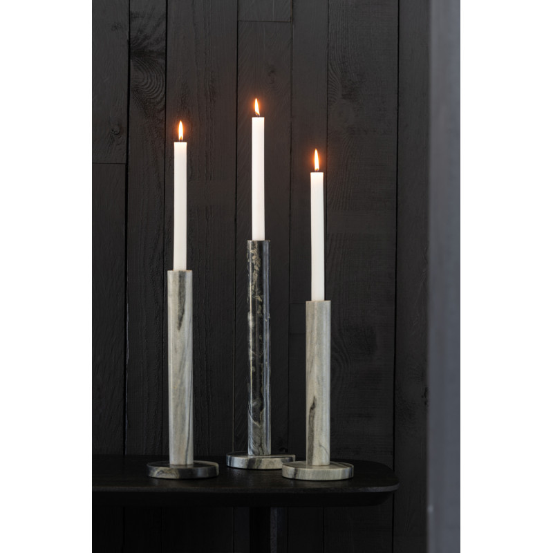 Lot de 3 bougeoirs en marbre noir et...