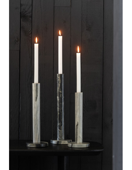 Lot de 3 bougeoirs en marbre noir et gris clair 30, 35 et 40 cm Vareno