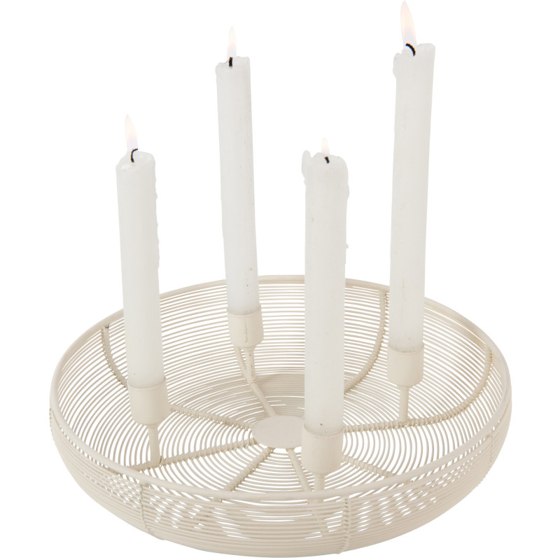 Chandelier rond blanc en fer pour 4...