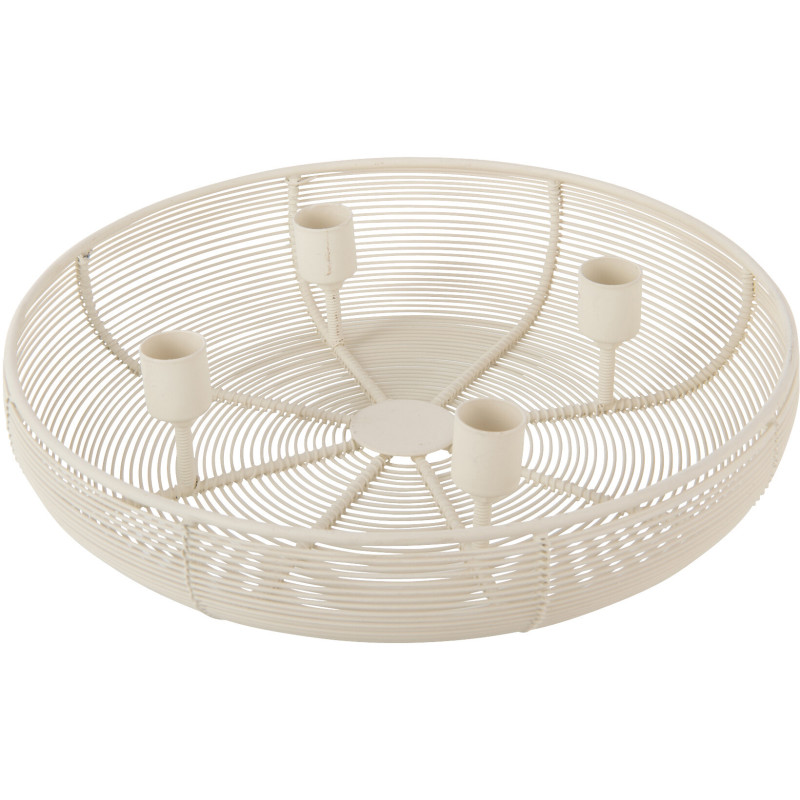 Chandelier rond blanc en fer pour 4...