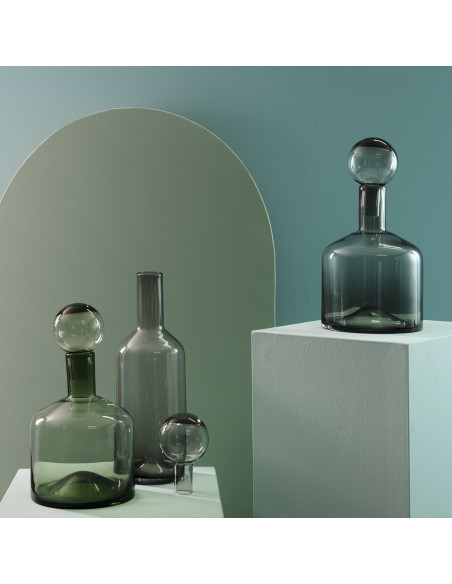 Vase avec bouchon en verre gris 15,5 x 55 cm Fera