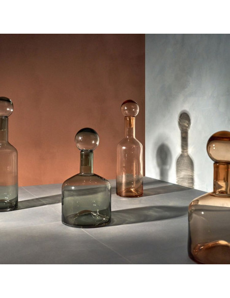 Vase avec bouchon en verre ambre 15,5 x 15,5 x 55 cm Fera