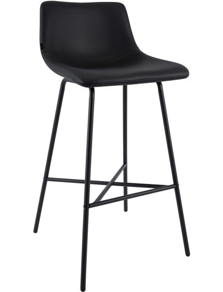 Tabouret de bar noir en revêtement synthétique et métal...