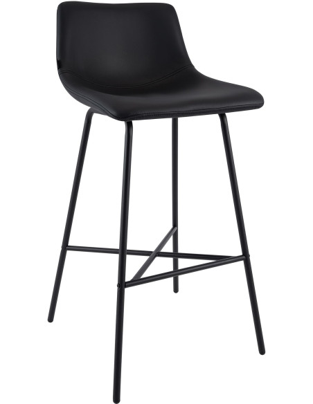 Tabouret de bar noir en revêtement synthétique et métal 44 x 49 x 98 cm Veyran