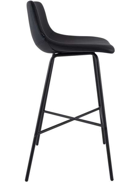 Tabouret de bar noir en revêtement synthétique et métal 44 x 49 x 98 cm Veyran