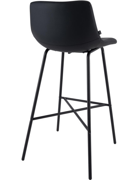 Tabouret de bar noir en revêtement synthétique et métal 44 x 49 x 98 cm Veyran