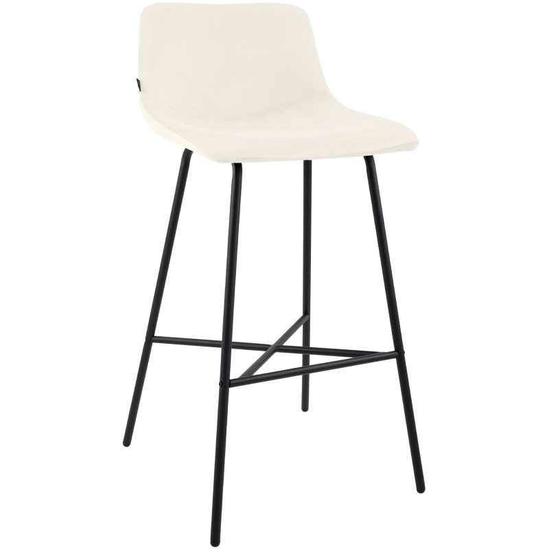 Tabouret de bar crème en velours et...