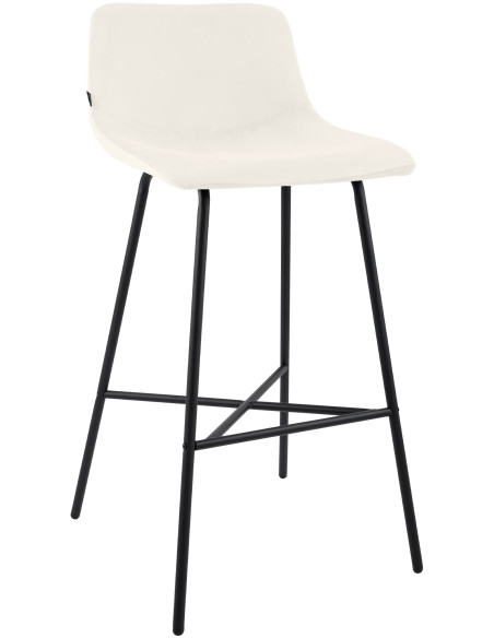 Tabouret de bar crème en velours et métal 44 x 49 x 98 cm Veyran