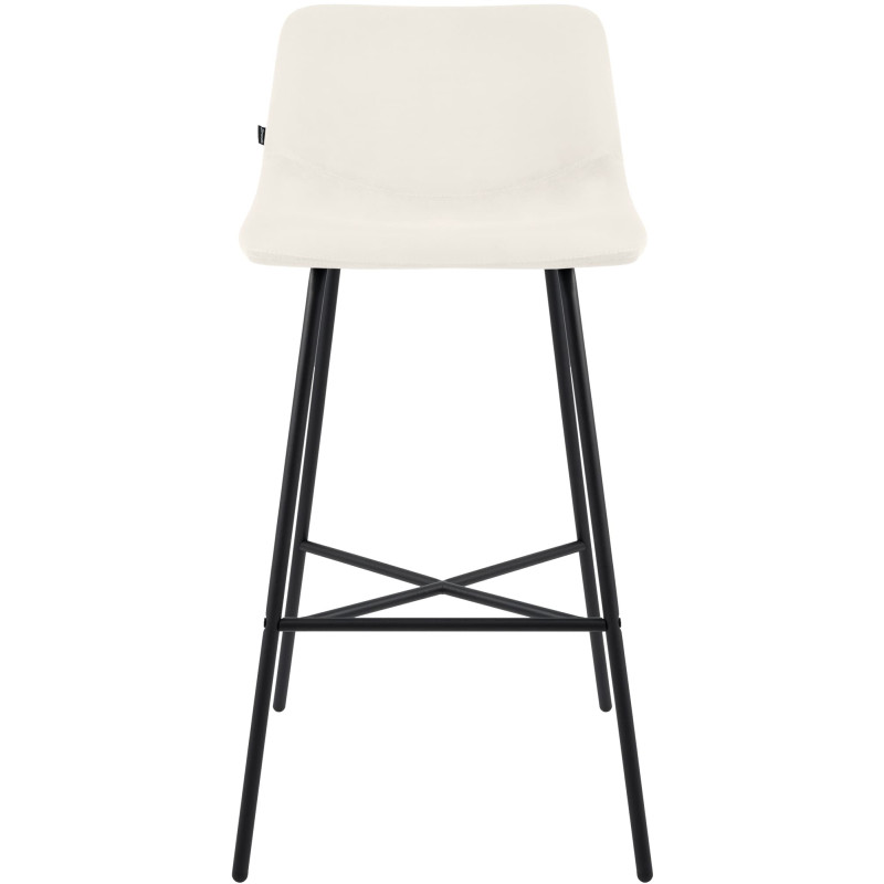 Tabouret de bar crème en velours et...
