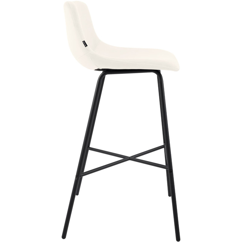 Tabouret de bar crème en velours et...