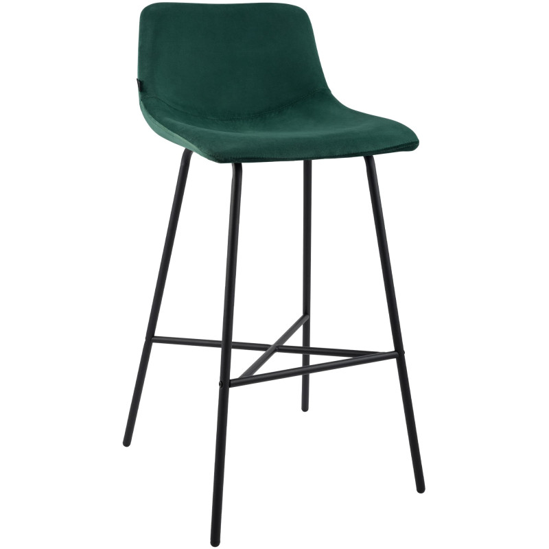 Tabouret de bar vert en velours et...