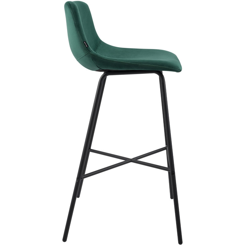 Tabouret de bar vert en velours et...