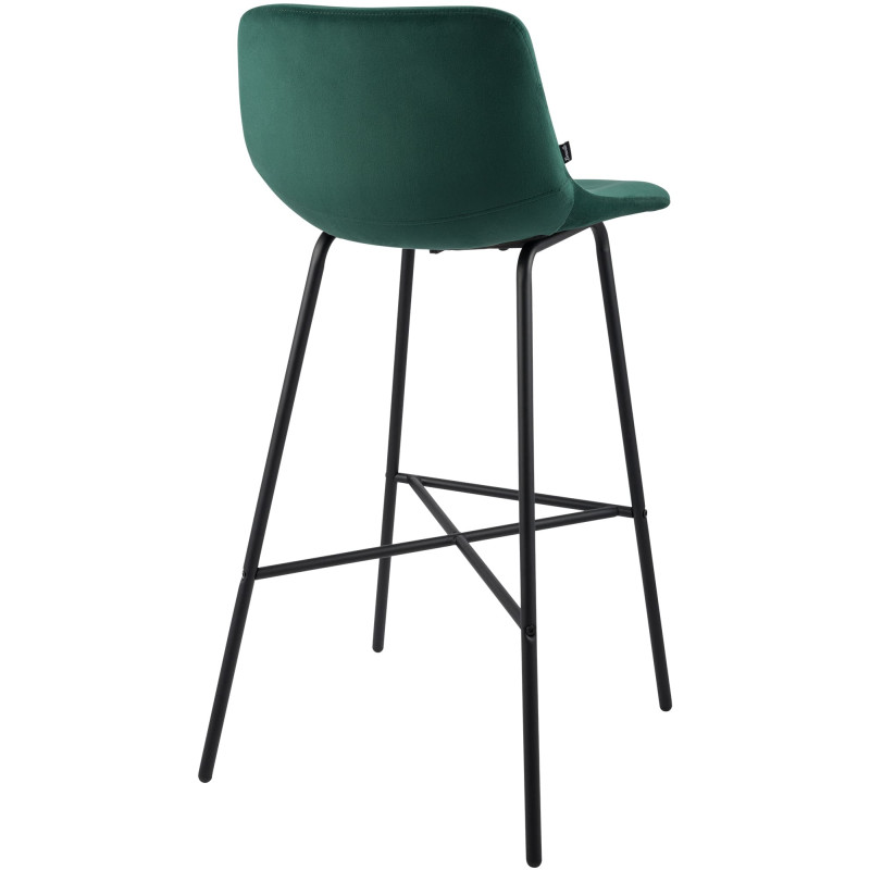 Tabouret de bar vert en velours et...