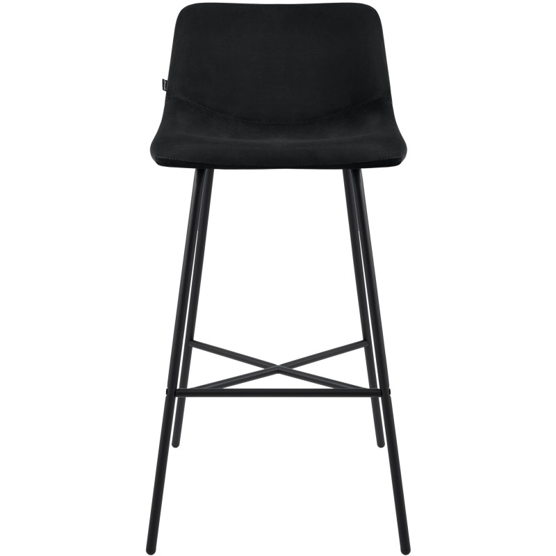 Tabouret de bar noir en velours et...