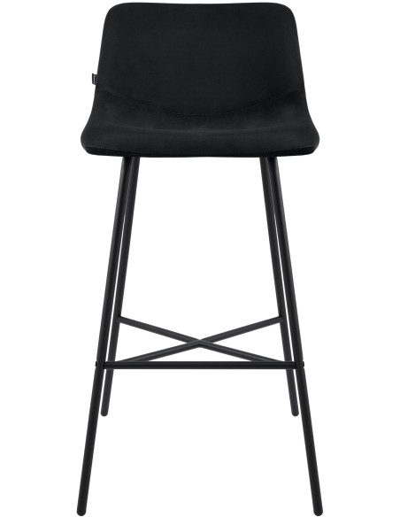 Tabouret de bar noir en velours et métal 44 x 49 x 98 cm Veyran
