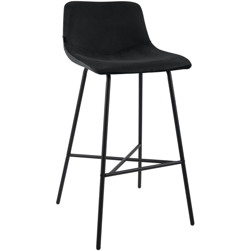 Tabouret de bar noir en velours et...