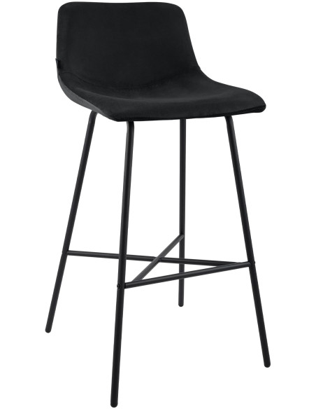 Tabouret de bar noir en velours et métal 44 x 49 x 98 cm Veyran