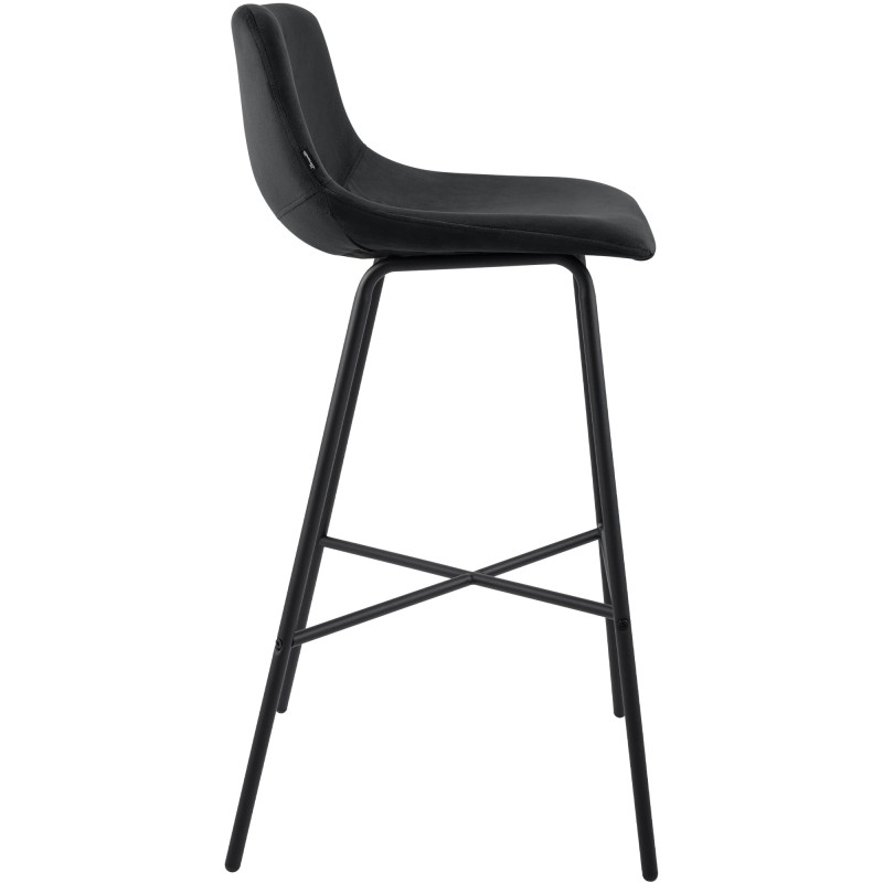 Tabouret de bar noir en velours et...