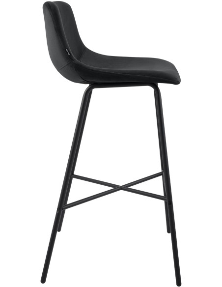 Tabouret de bar noir en velours et métal 44 x 49 x 98 cm Veyran