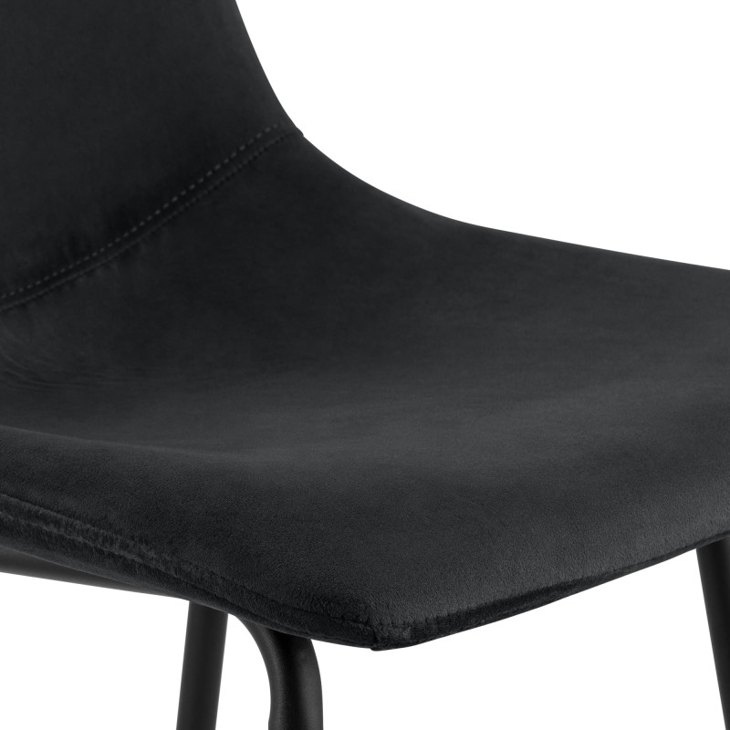 Tabouret de bar noir en velours et...