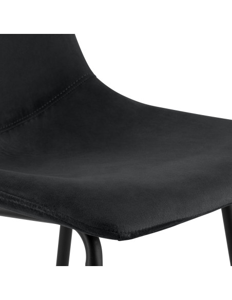 Tabouret de bar noir en velours et métal 44 x 49 x 98 cm Veyran