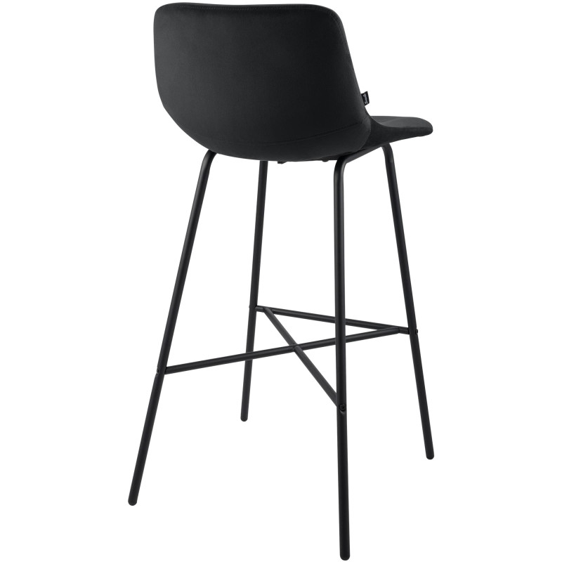 Tabouret de bar noir en velours et...