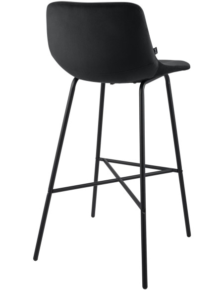 Tabouret de bar noir en velours et métal 44 x 49 x 98 cm Veyran