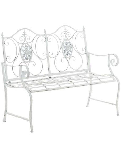 Banc de jardin en métal blanc antique 116 x 53 x 94 cm...