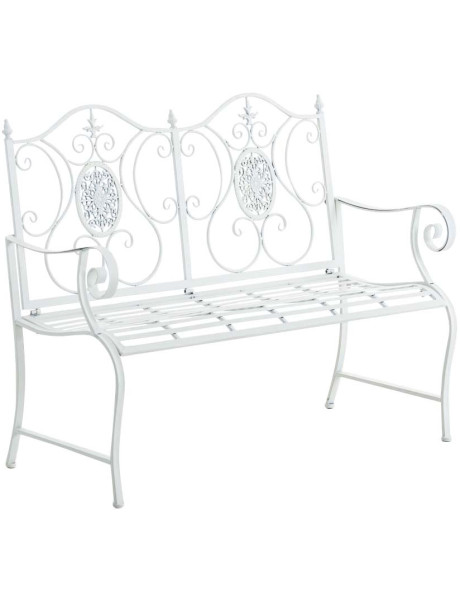 Banc de jardin en métal blanc 116 x 53 x 94 cm Vellina