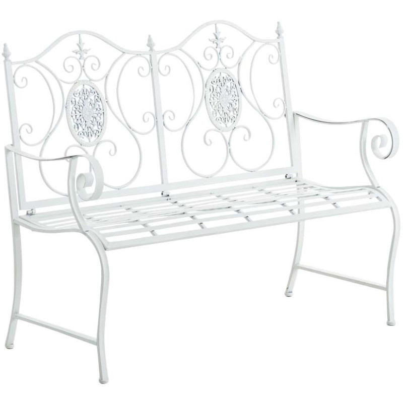 Banc de jardin en métal blanc 116 x...