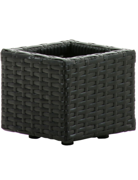 Cache-pot carré noir en résine tressée 20 x 20 x 17 cm Nerali