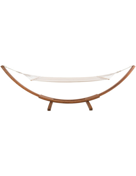 Hamac crème avec support en eucalyptus et toile coton polyester 400 x 120 x 107 cm Calinda