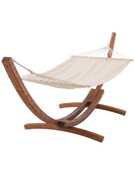 Hamac crème avec support en eucalyptus et toile coton...