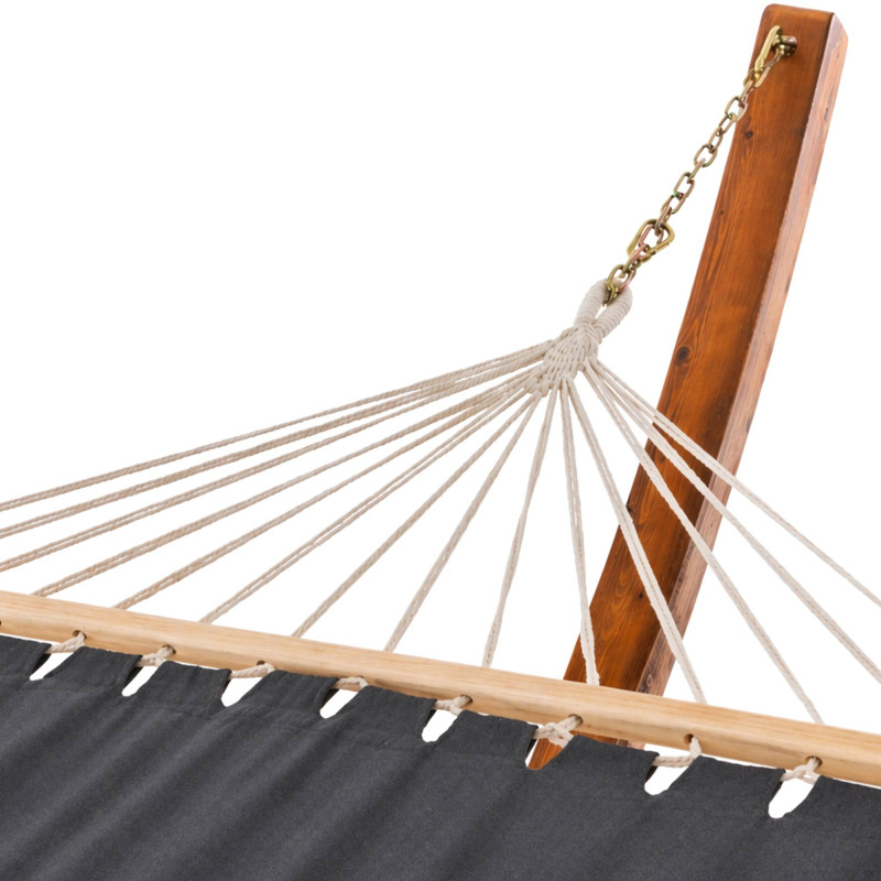Hamac gris avec support en eucalyptus...