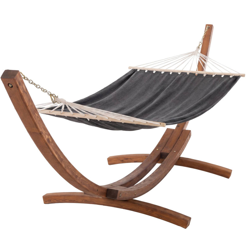 Hamac gris avec support en eucalyptus...