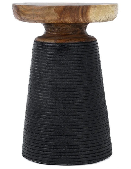 Table d’appoint en bois de suar noir et beige naturel 40 x 40 x 50 cm The End