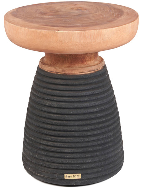 Table d’appoint en bois de suar noir et beige naturel 40...