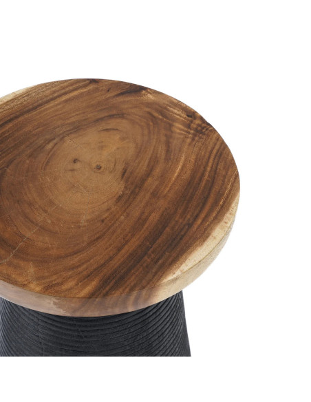Table d’appoint en bois de suar noir et beige naturel 40 x 40 x 50 cm The End