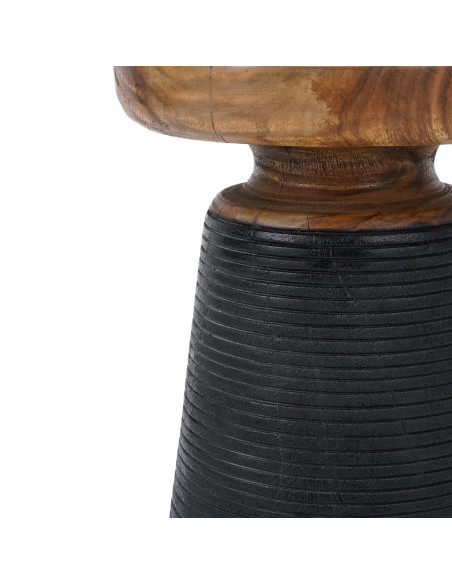 Table d’appoint en bois de suar noir et beige naturel 40 x 40 x 50 cm The End