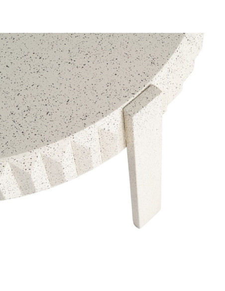 Table basse ronde en métal blanc finition terrazzo 79 x 79 x 45 cm Piqueras