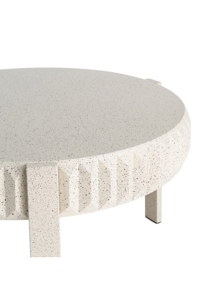 Table basse ronde en métal blanc finition terrazzo 79 x 79 x 45 cm Piqueras