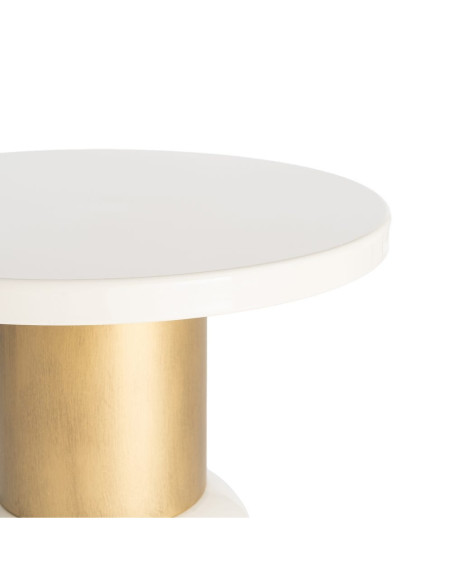 Table d’appoint ronde en métal blanc et doré 51 x 51 x 52 cm Sueca
