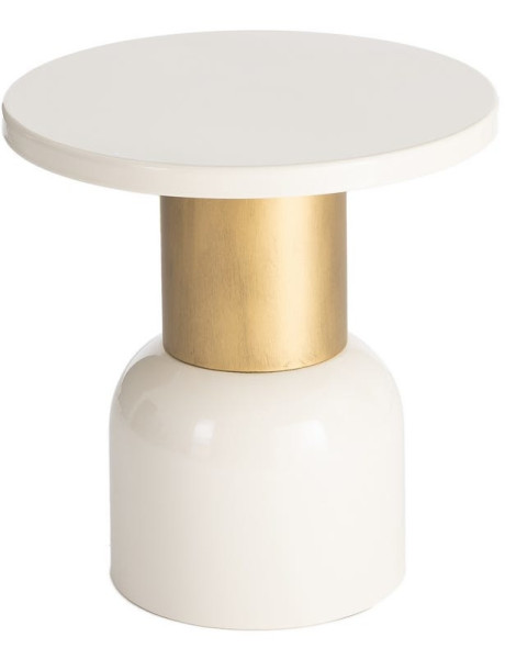 Table d’appoint ronde en métal blanc et doré 51 x 51 x 52...