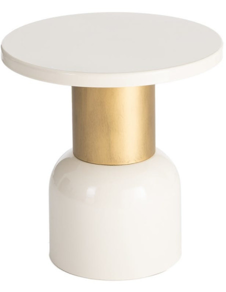 Table d’appoint ronde en métal blanc et doré 51 x 51 x 52 cm Sueca