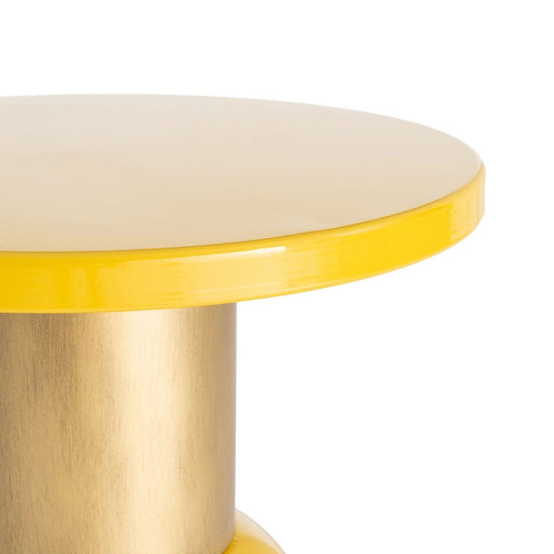 Table d’appoint ronde en métal jaune...