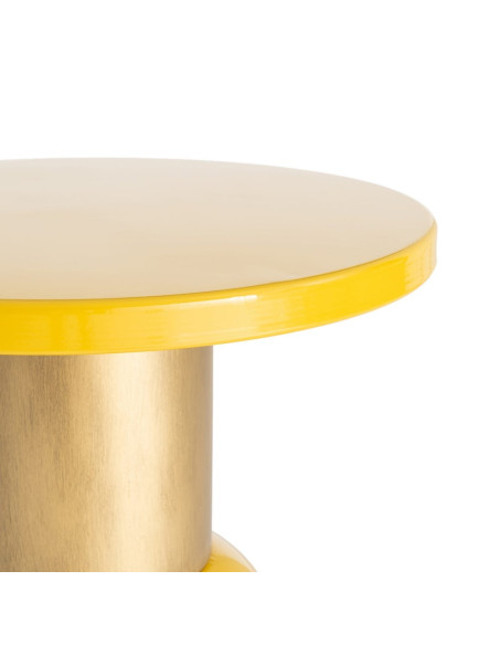 Table d’appoint ronde en métal jaune moutarde et doré 51 x 51 x 52 cm Sueca
